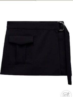 Black Cargo Skirt with Side Pocket